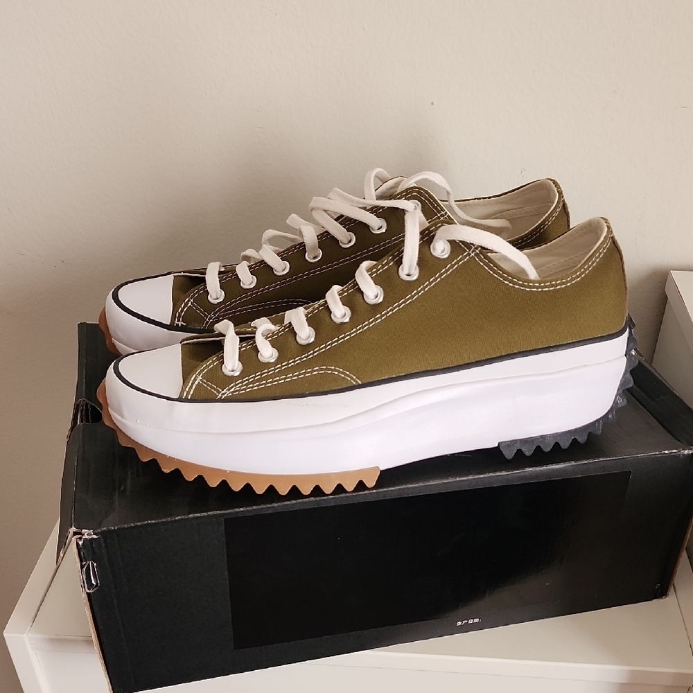 Olive Green Platform Sneakers